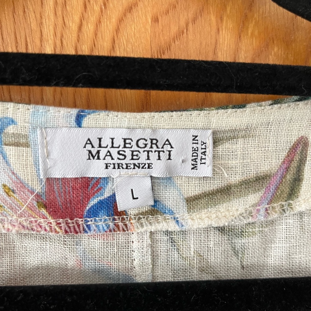 Allegra Masetti tropical print round neck midi dress L - Picture 3 of 9